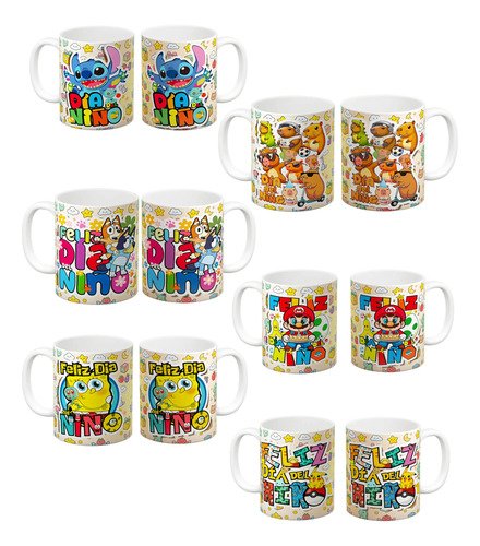 set-tazas-ninos-kawai-11oz-bluey-stitch-bob-capibara-mayoreo-blanco-2-tazas-1-unidad-x-2-disenos-elegibles