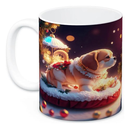 taza-perritos-3d-realista-11oz-regalo-varias-razas-lomitos-blanco-navidad-san-bernardo-gran-pirineo-cachorros-nieve-y-velas