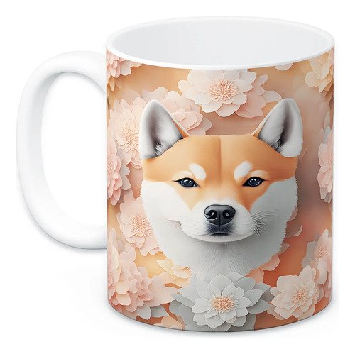taza-perritos-3d-realista-11oz-regalo-varias-razas-lomitos-3-blanco-shiba-inu-fondo-naranja-flores
